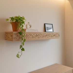 Hand Carved Wooden Wall Shelf